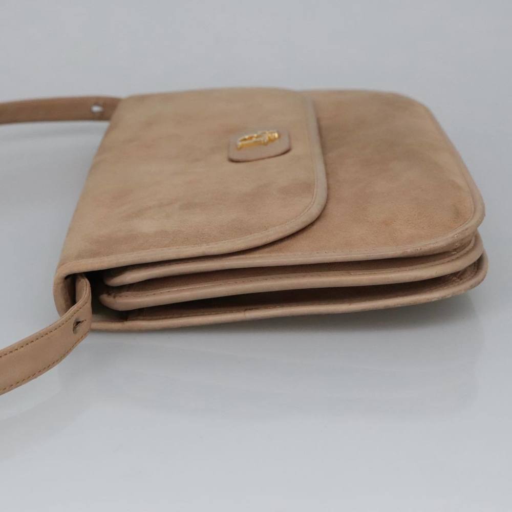Christian Dior Shoulder Bag Suede Beige Gold Auth 101182 - Picture 5 of 16
